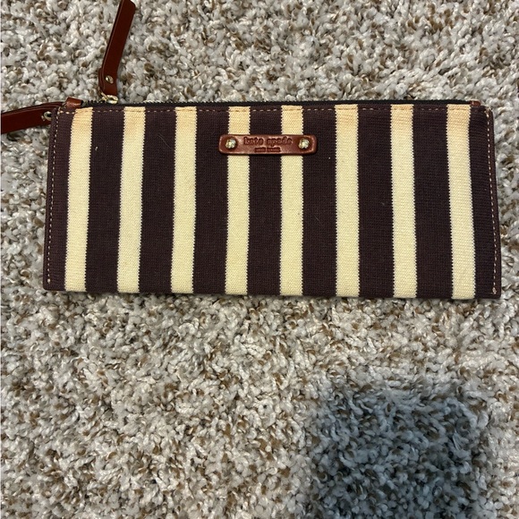 kate spade Handbags - Kate Spade Brown and Cream Striped Clutch